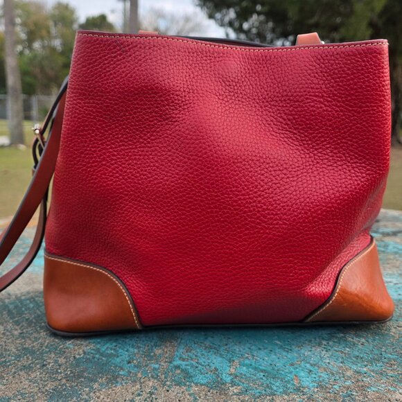 DOONEY & BOURKE Red Pebble grain leather Brenna Satchel handbag - Picture 3 of 6